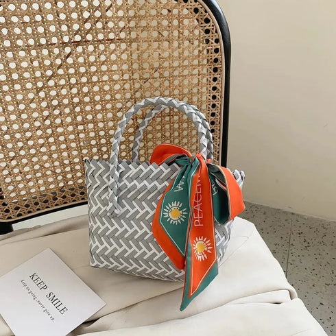 'Sonnet' Woven Ribbon Handbag - Celes Fashion